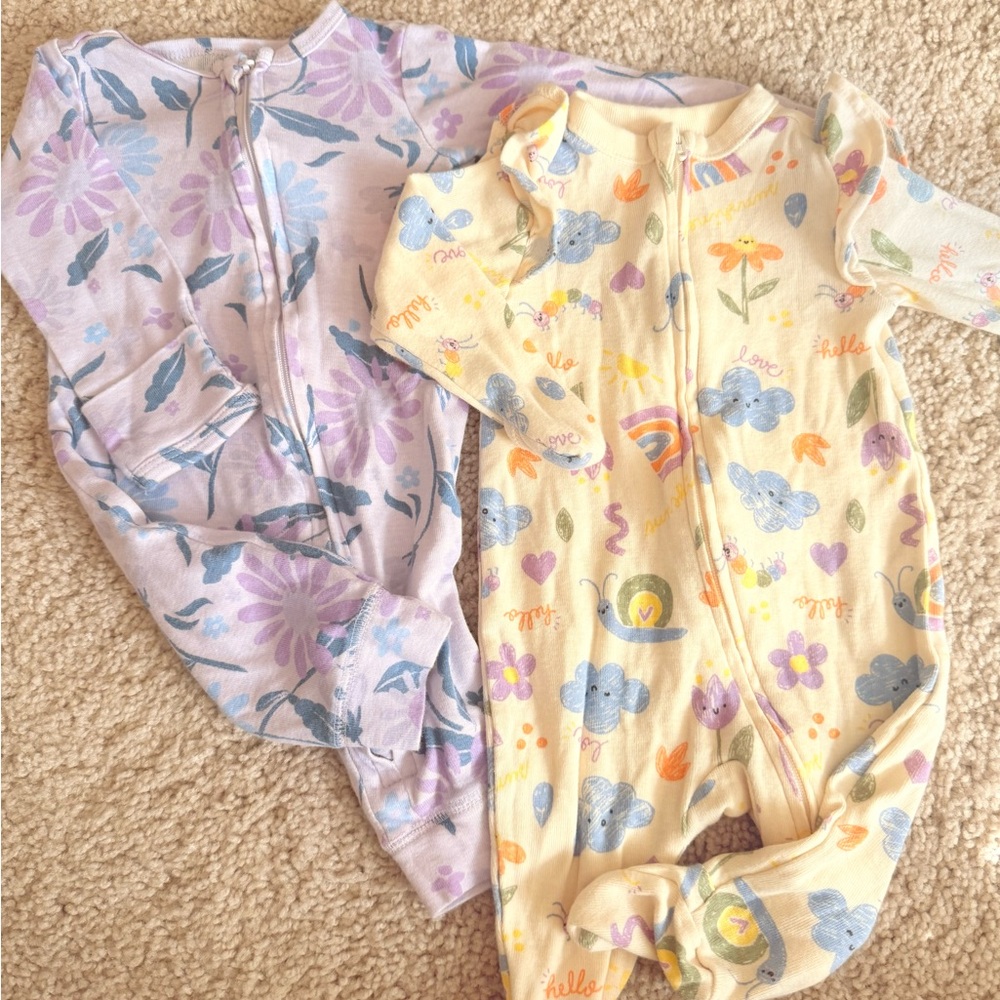 2-Pack Various Brands Baby Sleepers, 0-3 months